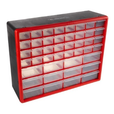 Fleming Supply 44 Drawer Storage Plastic Organizer with 12 Large and 32 Small Compartments for Desktop /Wall Mount 599134CKD